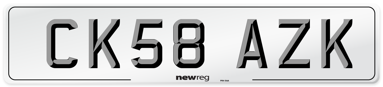 CK58 AZK Number Plate from New Reg